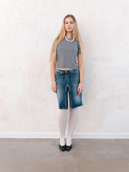HOUNDSTOOTH PRINT T-SHIRT