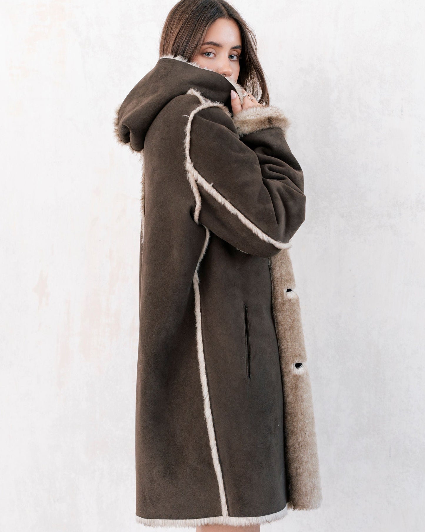 BALMAIN FAUX FUR REVERSIBLE COAT