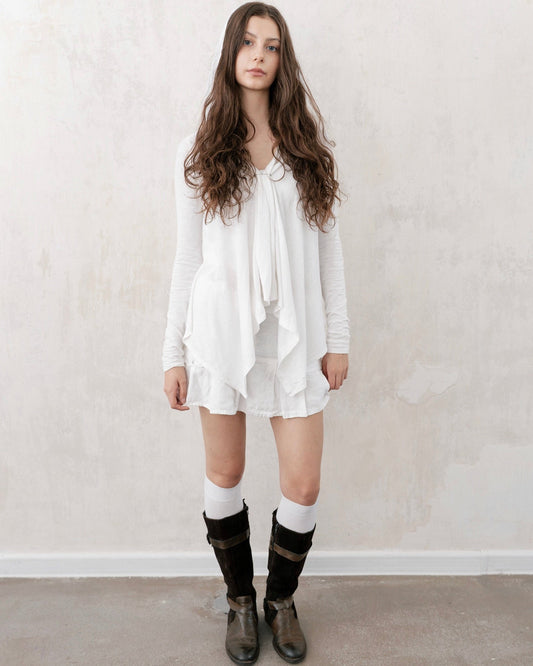 WHITE LOW RISE STUDDED MINI SKIRT