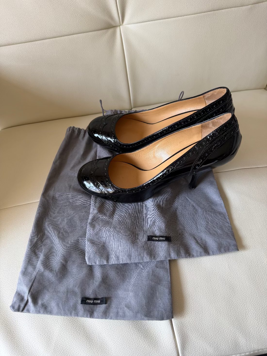 Vintage Miu Miu black patent leather heels